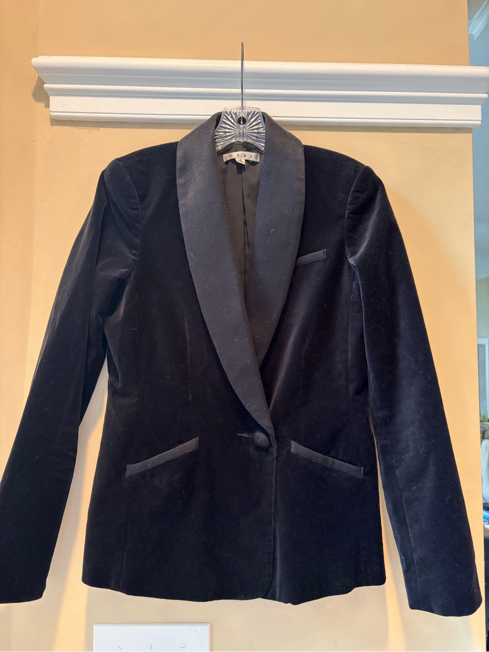 CAbi Black Velvet Shawl Collar Blazer